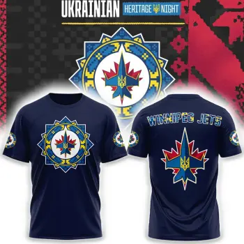 Winnipeg Jets Ukrainian Heritage 2024 Tshirt V3