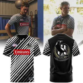Collingwood Football Club Warm Up Combo Tshirt | Cap | Jogger v2