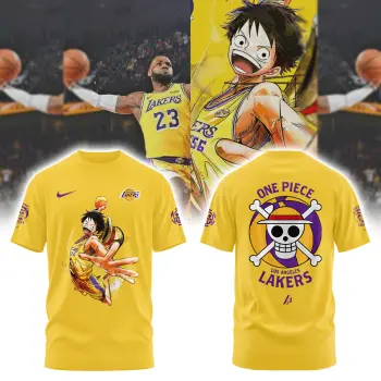 Los Angeles Lakers x One Piece Yellow Combo Tshirt | Cap | Jogger