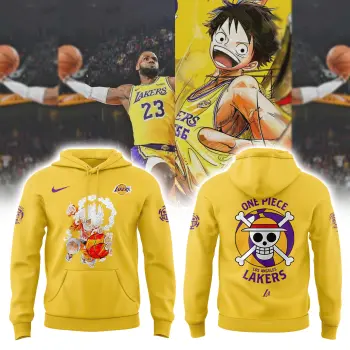 Los Angeles Lakers x One Piece 5 Gear Yellow Combo Limited Edition Hoodie | Jogger | Cap