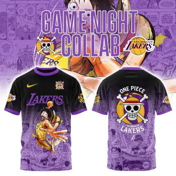 _Los Angeles Lakers x One Piece 3D Purple Combo Tshirt | Cap | Jogger