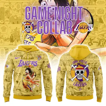 _Los Angeles Lakers x One Piece 3D Yellow Combo Limited Edition Hoodie | Jogger | Cap